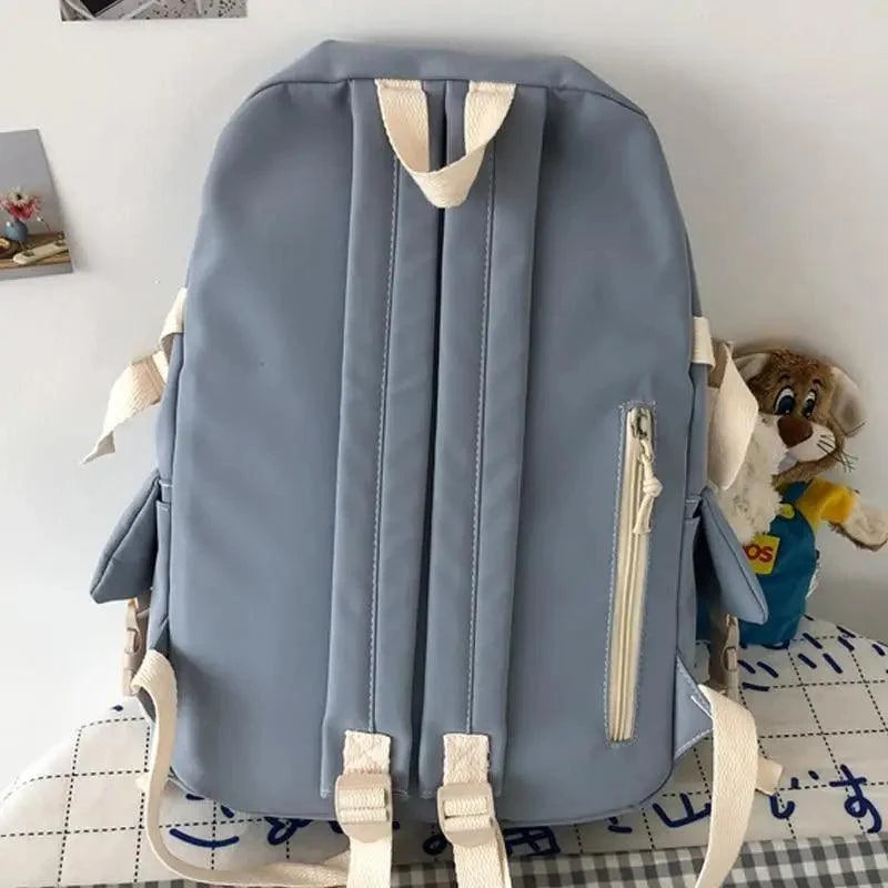 Stevvex waterproof school backpack blue with beige straps and side zipper pocket on Tampa Home & Garden Store
