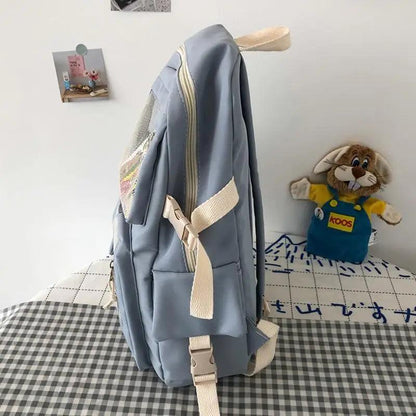 Stevvex light blue waterproof backpack with beige straps, mesh pocket, school backpack on Tampa Home & Garden Store