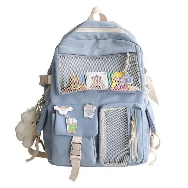 Waterproof Stevvex backpack; blue backpack with mesh pockets for ladies on Tampa Home & Garden Store