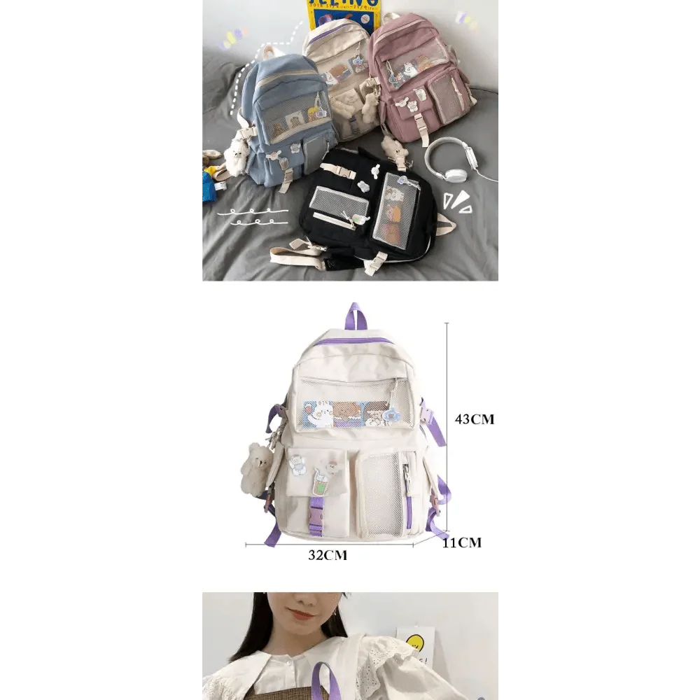 Stevvex waterproof school backpack for ladies, 4 pastel backpacks with patches, 43x32x11 cm on Tampa Home & Garden Store