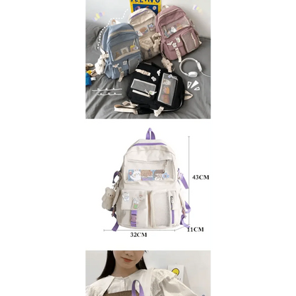 Stevvex waterproof school backpack for ladies, 4 pastel backpacks with patches, 43x32x11 cm on Tampa Home & Garden Store