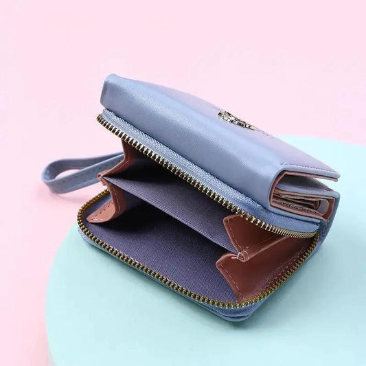 New Elegant Women's Wallet blue exterior brown interior zip closure card holder on Tampa Home & Garden Store