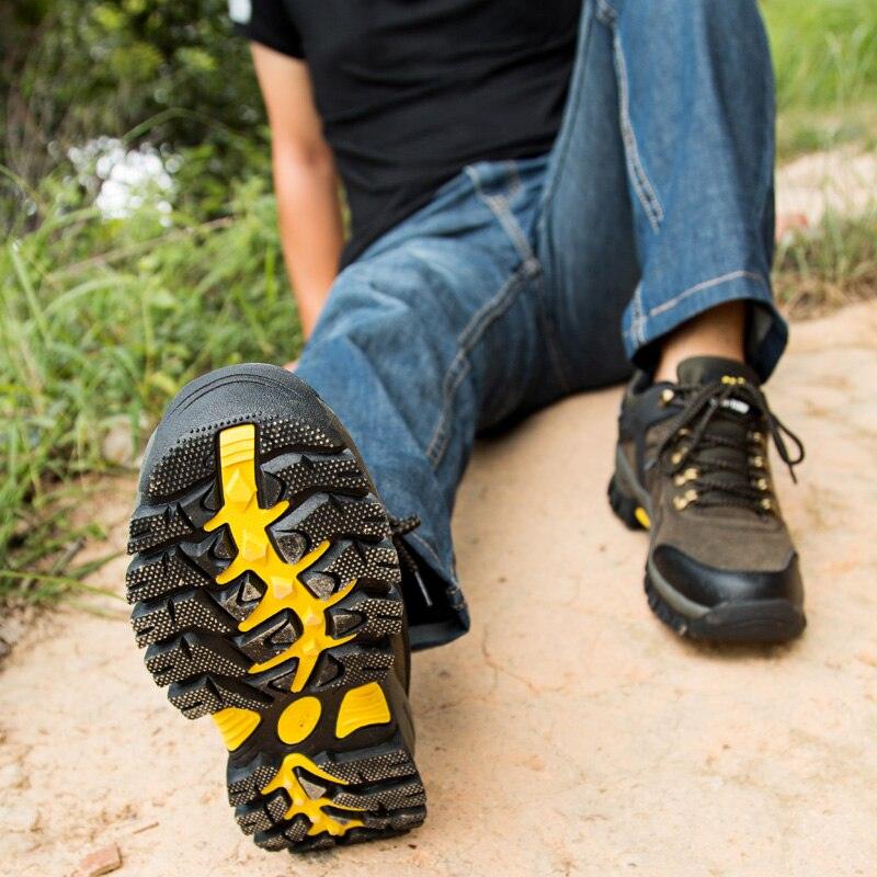 Stevvex men's waterproof hiking boots with yellow lug outsole, lace-up rugged footwear on Tampa Home & Garden Store