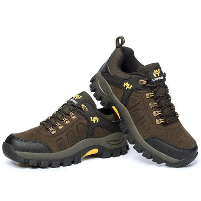 Stevvex men's hiking boots brown waterproof pair with lug sole, lace-up, logo accents on Tampa Home & Garden Store