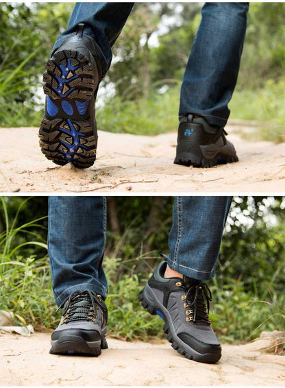 Men's Stevvex waterproof hiking boots, gray/black lace-up with anti-slip tread for outdoors on Tampa Home & Garden Store
