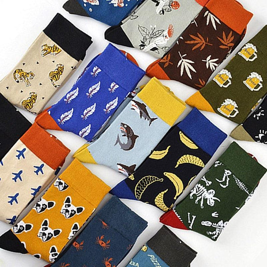 Stevvex unisex crew sock set ST12363AYK in assorted animal prints and bold colors on Tampa Home & Garden Store