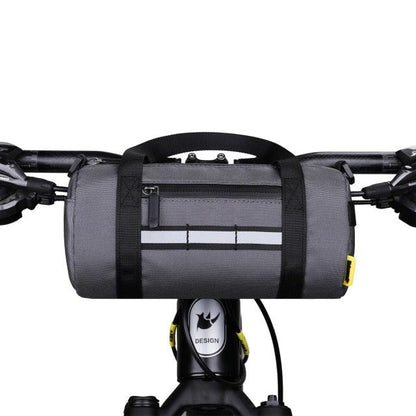 Waterproof handlebar bag for bicycle frame by Stevvex, gray with front zip pocket on Tampa Home & Garden Store