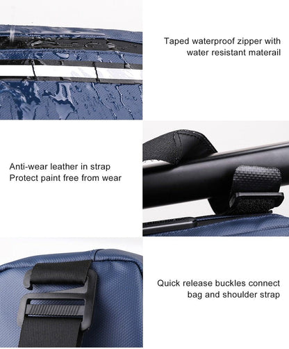 Waterproof Handlebar for a Bicycle Frame Bag by Stevvex taped zipper and quick-release buckles on Tampa Home & Garden Store