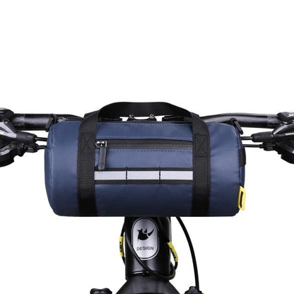 Stevvex waterproof handlebar bag for bicycle frame, blue with front zip pocket and straps on Tampa Home & Garden Store