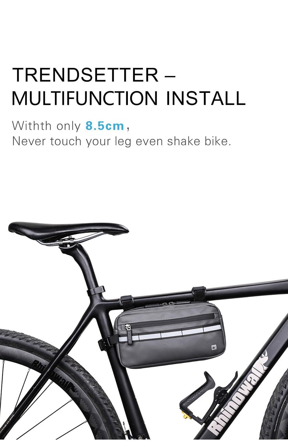 Waterproof handlebar for a bicycle frame bag by Stevvex, gray with zipper and reflective strip on Tampa Home & Garden Store