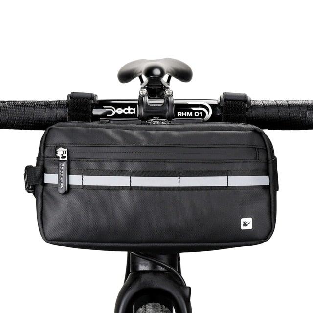 Stevvex waterproof handlebar bag, black with reflective stripe, zip pocket ST90SP880XXW on Tampa Home & Garden Store