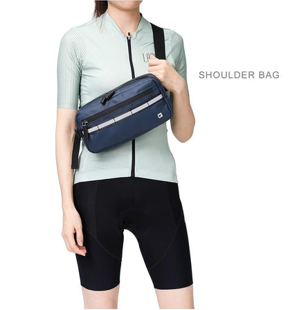 Waterproof Stevvex shoulder bag for bicycle frame, navy blue with reflective stripe on Tampa Home & Garden Store