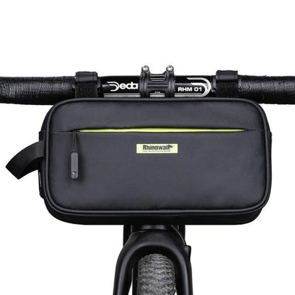 Stevvex waterproof handlebar bag for bicycle, black with front zip pocket on handlebars on Tampa Home & Garden Store