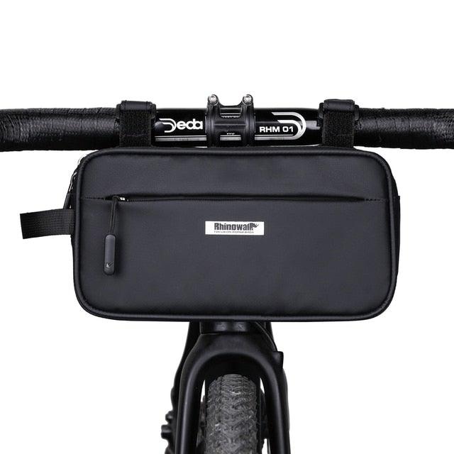 Waterproof handlebar bag for bicycle frame, black with Rhinewalk ST90SP880XXW on handlebars on Tampa Home & Garden Store