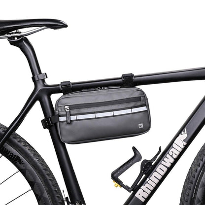 Stevvex waterproof frame bag in gray with front zip pocket mounted on top tube on Tampa Home & Garden Store