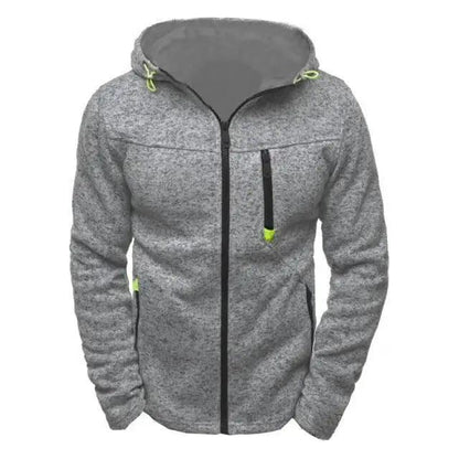 Stevvex gray fleece hoodie jacket with neon-green drawstrings and zip pockets on Tampa Home & Garden Store