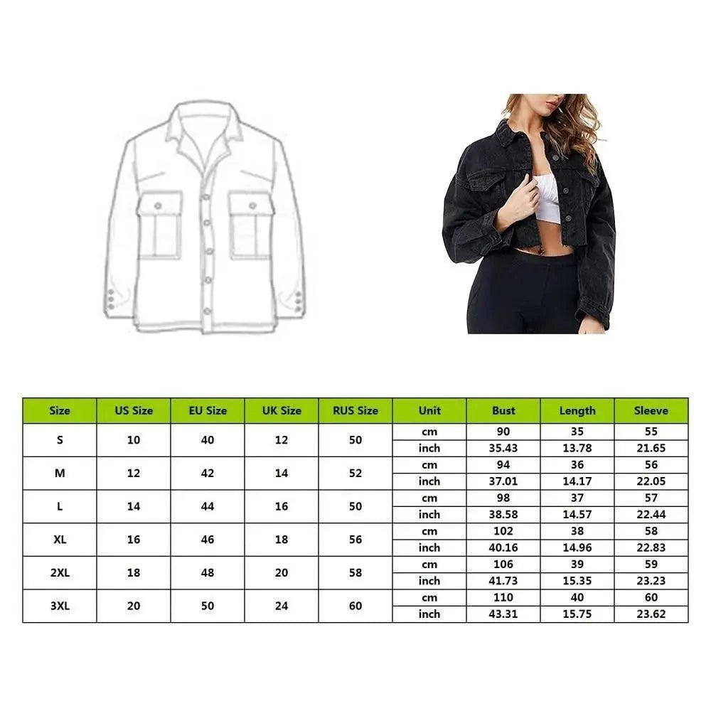 Stevvex ripped denim trucker jacket pair: schematic draft and black cropped puff-sleeve jacket on Tampa Home & Garden Store