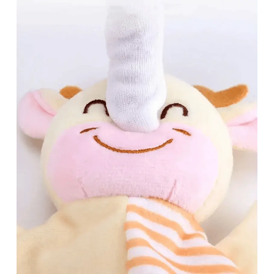 Stevvex unicorn plush toy for babies with white horn and pink muzzle on beige body on Tampa Home & Garden Store