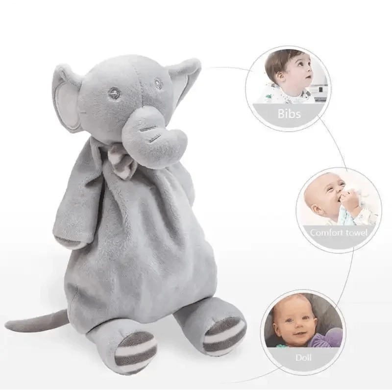 Stevvex grey elephant plush toy for babies 0–12 months, soft towel-like fabric on Tampa Home & Garden Store