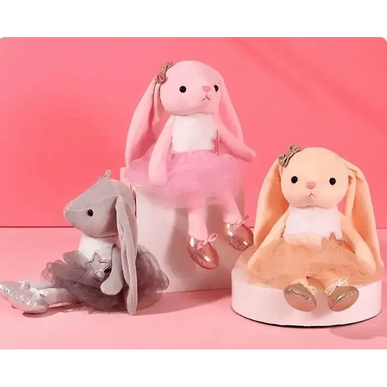 Stevvex plush bunny stuffed toy set with three pastel bunnies in tutus for infants on Tampa Home & Garden Store
