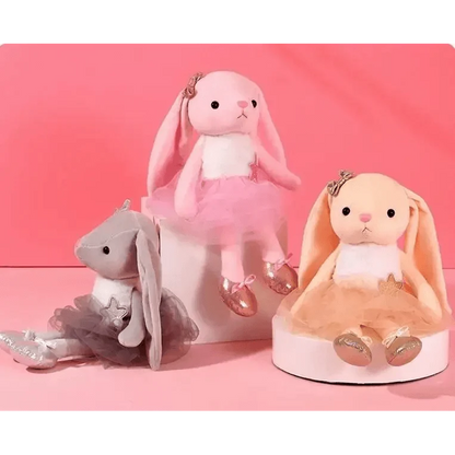 Stevvex plush bunny stuffed toy set with three pastel bunnies in tutus for infants on Tampa Home & Garden Store