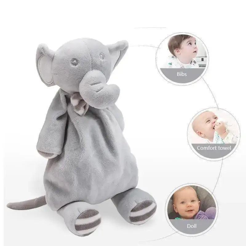 Stevvex gray plush elephant stuffed toy with towel for soothing babies 0-12 months on Tampa Home & Garden Store