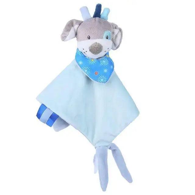 Stevvex stuffed rabbit plush toy with blue bandana and light blue security blanket for babies on Tampa Home & Garden Store