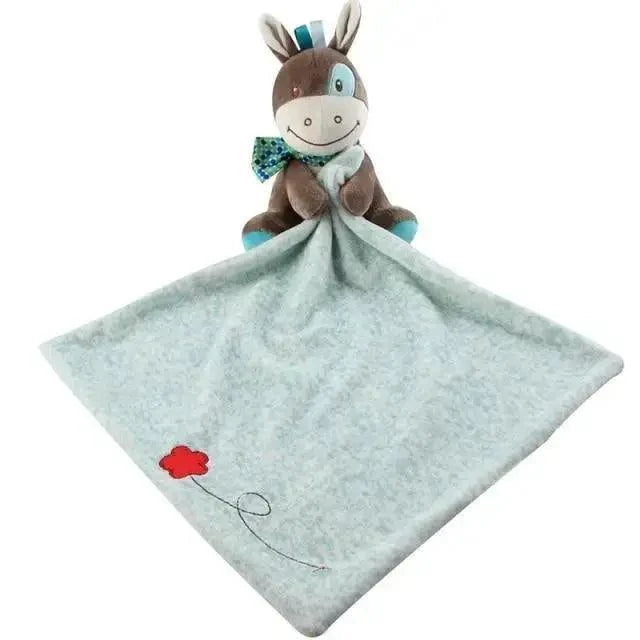 Stevvex stuffed rabbit plush with light blue blanket, baby sleep toy on Tampa Home & Garden Store
