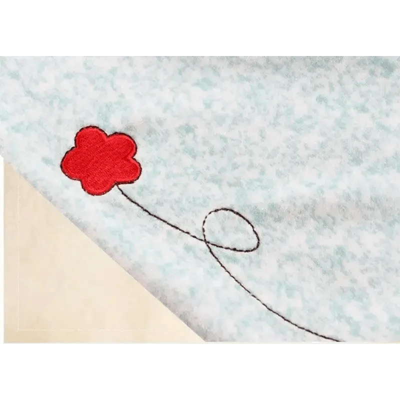 Stevvex soft towel toy with red flower applique on blue fabric on Tampa Home & Garden Store