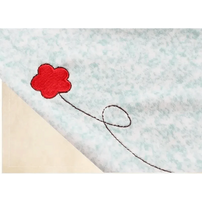 Stevvex soft towel toy with red flower applique on blue fabric on Tampa Home & Garden Store