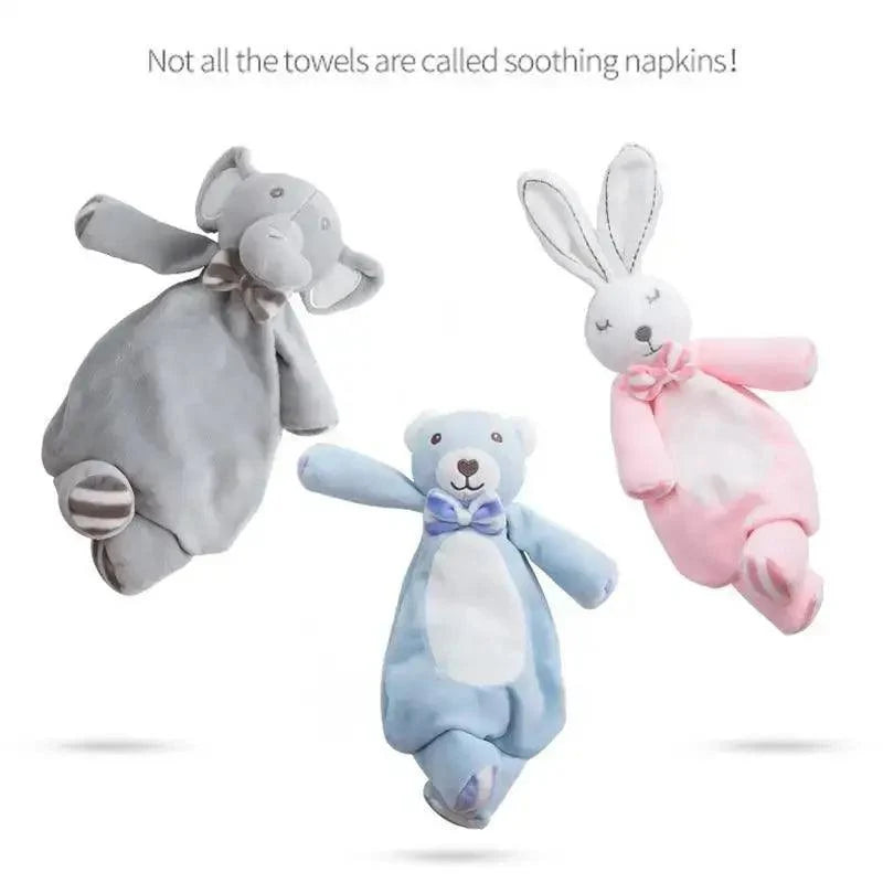 Stevvex plush stuffed toys set: gray elephant, blue bear, pink bunny for infants 0-12 months on Tampa Home & Garden Store
