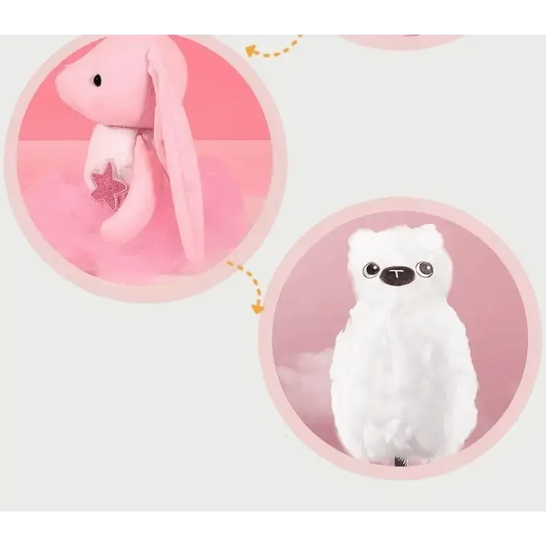 Stevvex pink bunny stuffed toy and white fluffy bear plush set of 2 for infants on Tampa Home & Garden Store