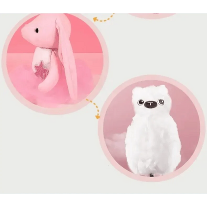 Stevvex pink bunny stuffed toy and white fluffy bear plush set of 2 for infants on Tampa Home & Garden Store