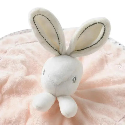 Stevvex stuffed bunny plush toy white rabbit with ears for infants baby toy on pink blanket on Tampa Home & Garden Store