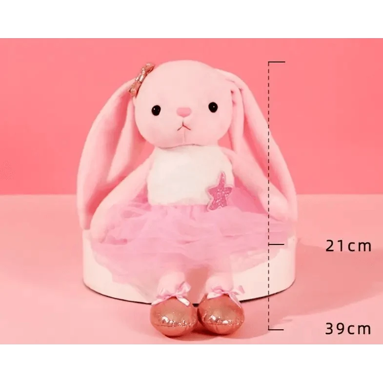 Pink plush bunny toy Stevvex with tutu skirt and ballet slippers for infants on Tampa Home & Garden Store