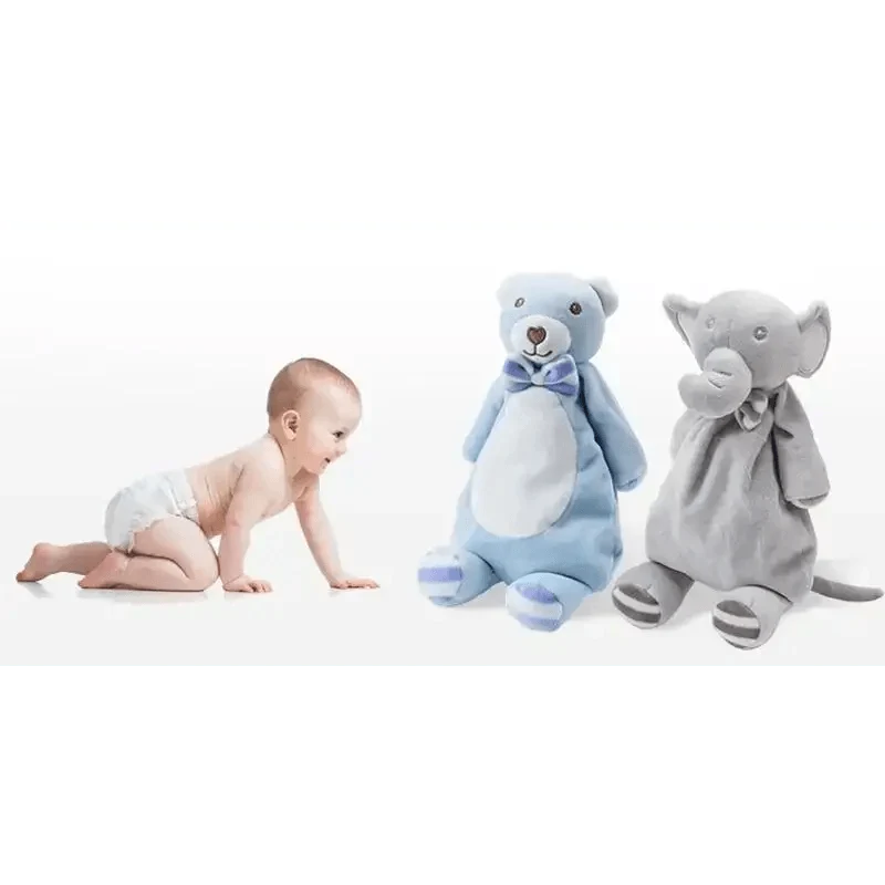 Stevvex stuffed plush rabbit and elephant baby toys, blue gray cuddly 2pc ALU93222OPQ on Tampa Home & Garden Store
