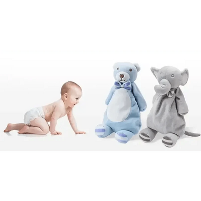 Stevvex stuffed plush rabbit and elephant baby toys, blue gray cuddly 2pc ALU93222OPQ on Tampa Home & Garden Store