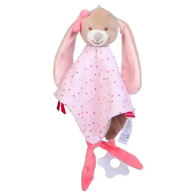 Stevvex stuffed bunny plush toy with pink ears and blanket, infant sleep toy for 0-12 months on Tampa Home & Garden Store