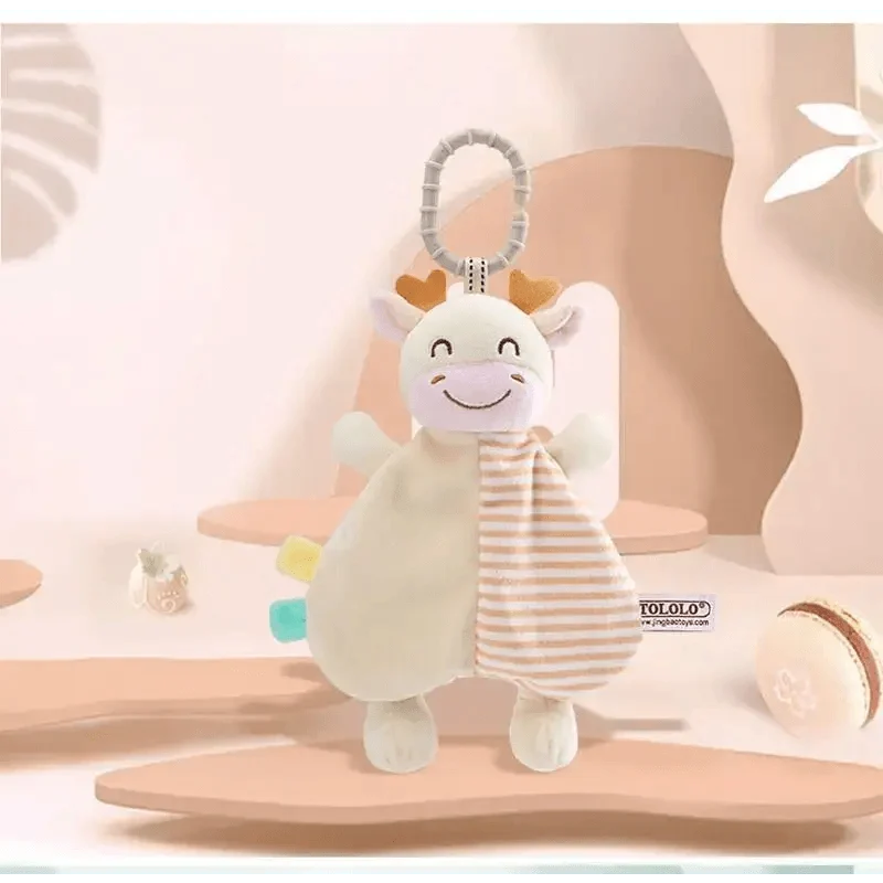Stevvex stuffed bunny plush toy with striped scarf, pastel mint body and loop pacifier clip on Tampa Home & Garden Store