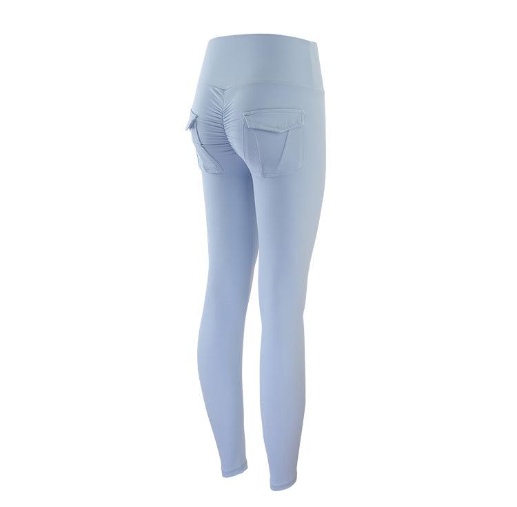 Stevvex women's light blue high waist leggings with cargo pockets on Tampa Home & Garden Store