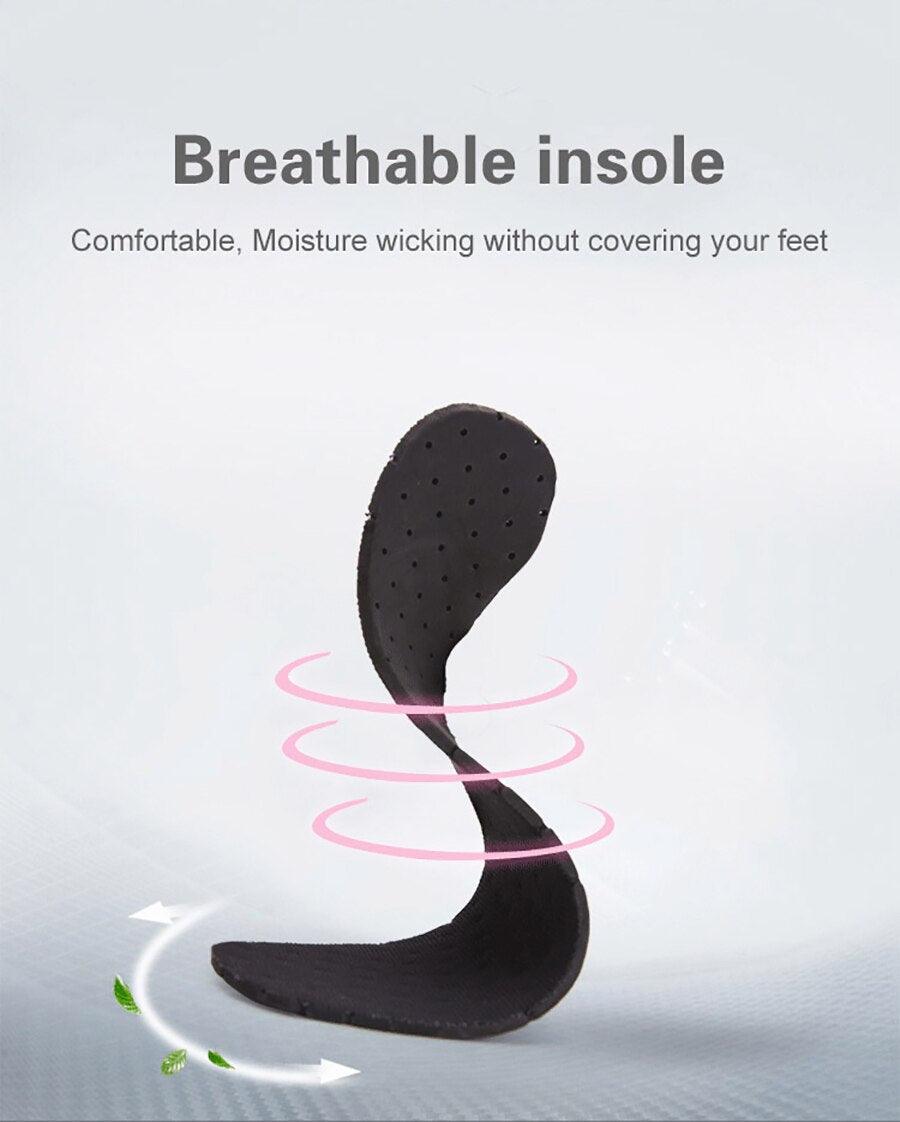 Stevvex breathable insole for sneakers, black perforated curved design on Tampa Home & Garden Store