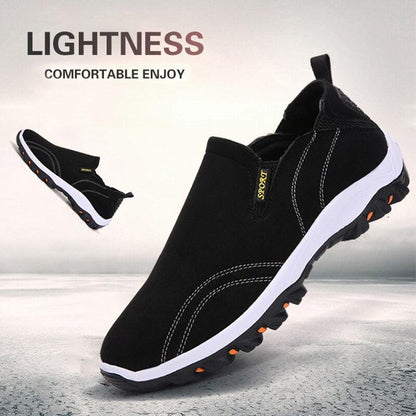Stevvex sneakers slip-on black mesh upper, white sole and orange outsole studs on Tampa Home & Garden Store