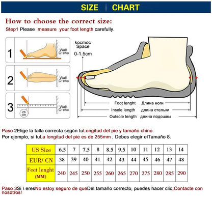 Stevvex men's casual sport sneakers size chart with foot measurement diagrams on Tampa Home & Garden Store