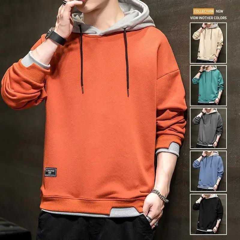 Hoodie sweatshirt for men orange solid color with gray hood lining Stevvex in colors on Tampa Home & Garden Store