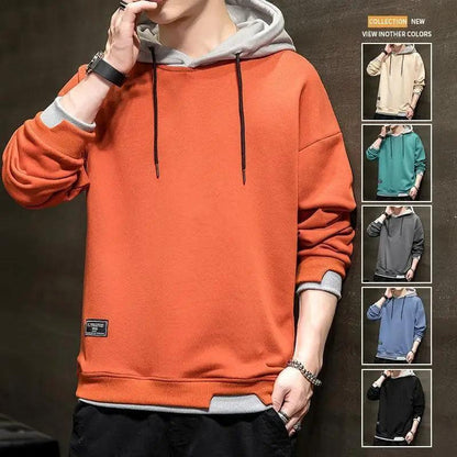 Hoodie sweatshirt for men orange solid color with gray hood lining Stevvex in colors on Tampa Home & Garden Store
