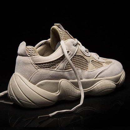 Men's breathable mesh sneakers Stevvex beige with mesh panels and chunky sole on Tampa Home & Garden Store