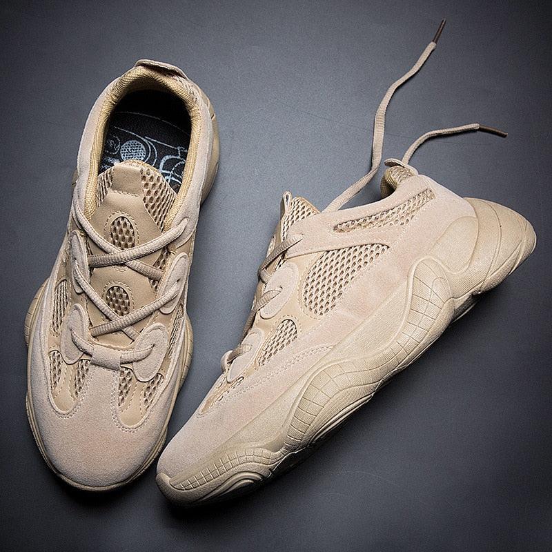 Stevvex men's sneakers beige mesh with chunky outsole on Tampa Home & Garden Store