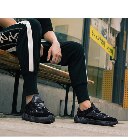 Stevvex men's breathable mesh sneakers in black, casual running shoes with chunky sole on Tampa Home & Garden Store