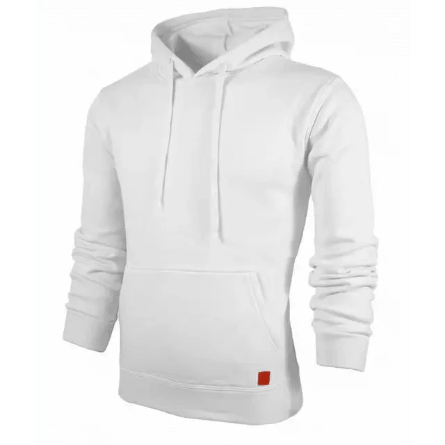 Stevvex men's white hoodie sweatshirt with kangaroo pocket and drawstring hood ST12HF889DVD on Tampa Home & Garden Store