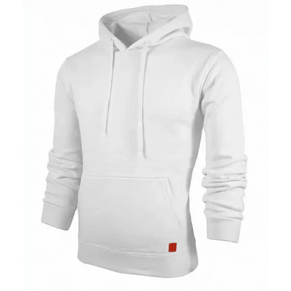 Stevvex men's white hoodie sweatshirt with kangaroo pocket and drawstring hood ST12HF889DVD on Tampa Home & Garden Store